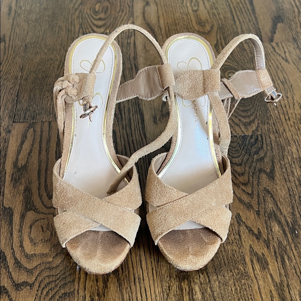 Jessica Simpson Tan Suede Wedges